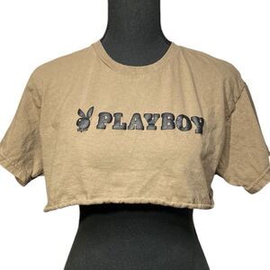 PLAYBOY Cutoff Basic Short Sleeve Tee Shirt